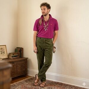 Etro Polo Shirt Mens XL Magenta Purple Embroidered Pegasus Logo Italian Luxury